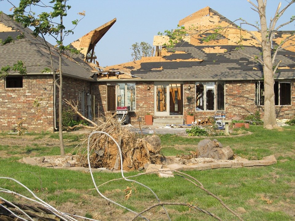 Damaged home as a result of a tornado