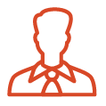 Red icon of a meteorologist with a tie on