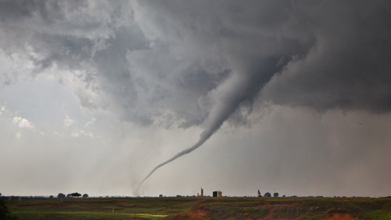 Tornado moving towards a town