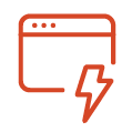 Red icon of an online tab and a lightning symbol