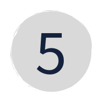 a dark blue "5" in a grey circle