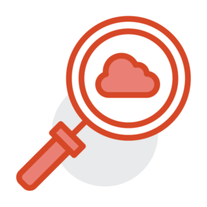 Magnifying glass with a cloud in the middle