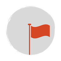 Red flag icon with a grey circle background