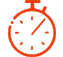 Red icon of a stopwatch to represent the outdoor mass notification system countdown clock
