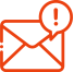 Red letter icon with exclamation point message