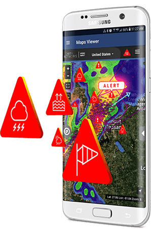 Lightning warning system alerts on Sferic Mobile weather tracking application