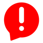 Transparent exclamation point in a red text bubble