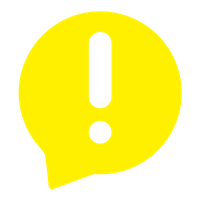 Transparent exclamation point in a yellow text bubble