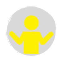 Yellow human with hands up icon