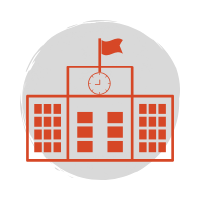 Red school building icon