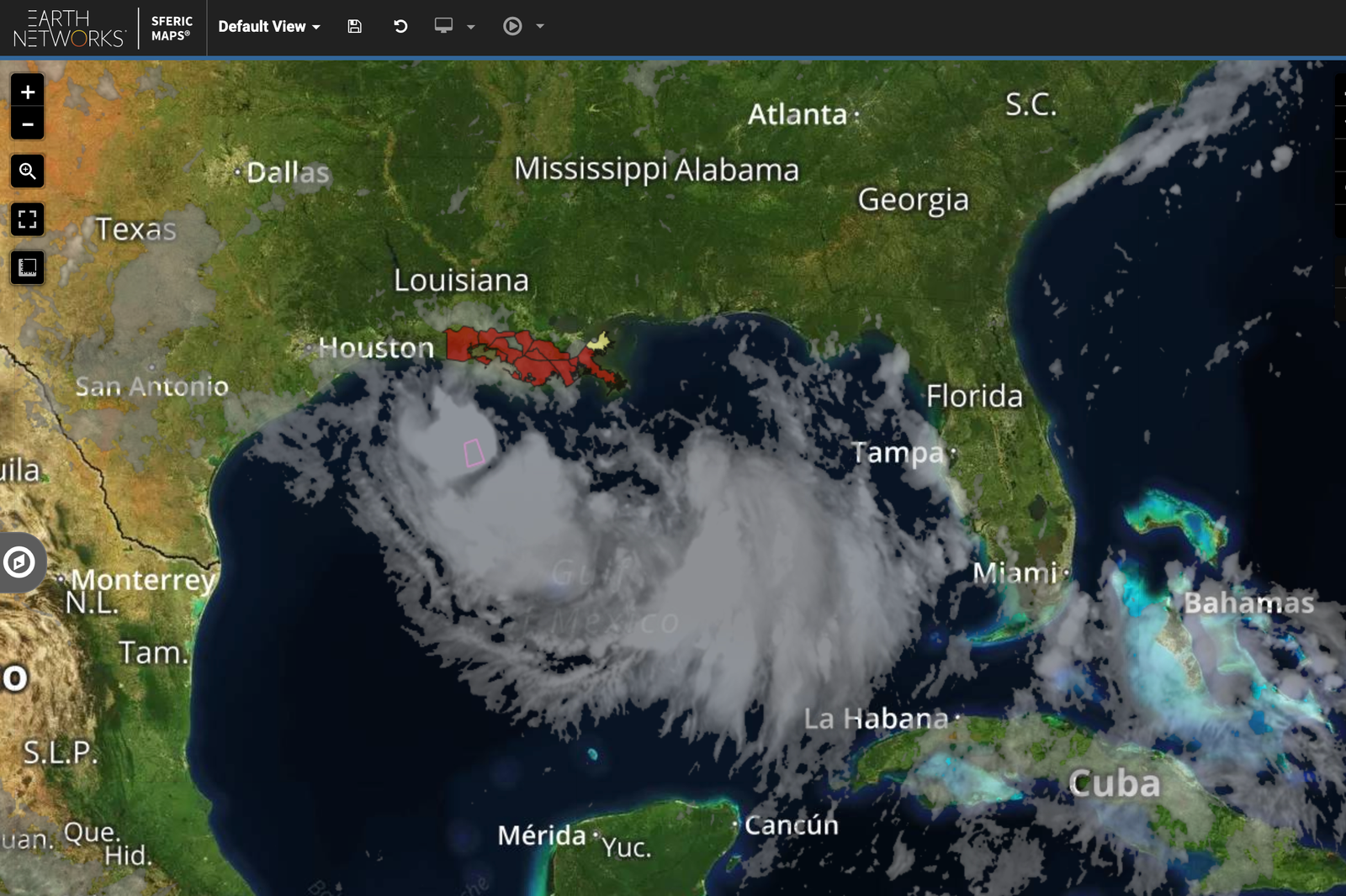 Tropical Storm Barry watches and warnings and satellite on sferic maps weather visualization map real-time weather map