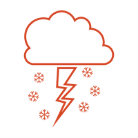 Thunderstorm with snow coming out red icon to represent thundersnow