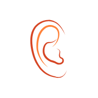 A red and orange ear icon