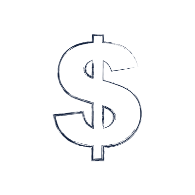 blue dollar sign outline