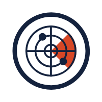 blue and red radar icon 