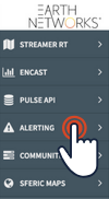 The Enterprise Portal side bar menu that has alerting on it with a mouse clicking it