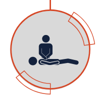 blue icon of stick figure performing CPR on another stick figure