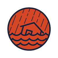 house with rain flooding icon