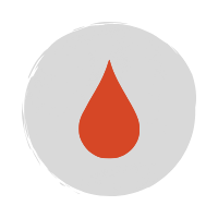 Red raindrop icon on a grey circle background