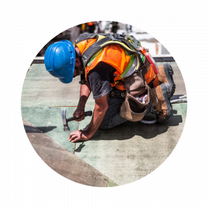 construction worker with a hard hat and hammer