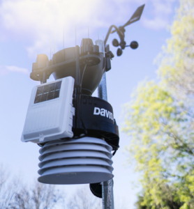 School weather station measuring wet bulb globe temperature (WBGT)