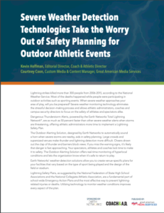 The title page of the Severe Weather Detection Technologies Take the Worry Out of Safety Planning for Outdoor Athletic Events whitepaper by Kevin Hoffman and Courtney Coon