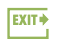 Green icon of an exit sign with an arrow