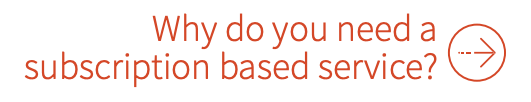 Text box that reads "Why do you need a subscription based service?" Click here to go to the next section