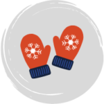 cartoon mittens with snowflakes on them