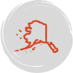 The outline of the state of Alaska - the coldest state in the U.S. 